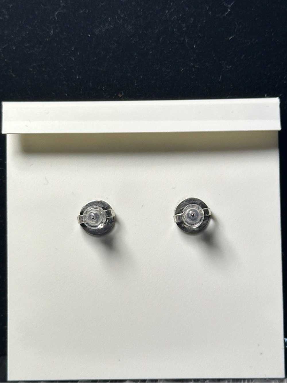 Tory Burch Silver Crystal Logo Stud Earrings - Picture 3 of 3
